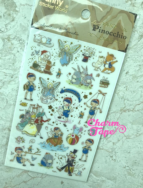 Pinocchio Scrapbook Gold Foil Sticker by Funny ss330d