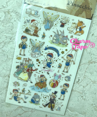 Pinocchio Scrapbook Gold Foil Sticker by Funny ss330d