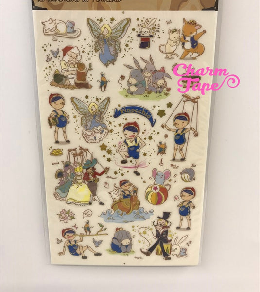 Pinocchio Scrapbook Gold Foil Sticker by Funny ss330d