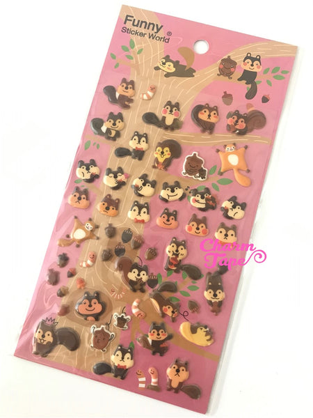 Squirrels Puffy stickers by Funny 1 Sheets SS236