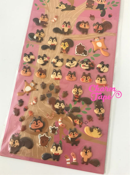 Squirrels Puffy stickers by Funny 1 Sheets SS236