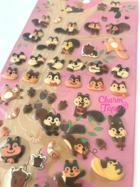 Squirrels Puffy stickers by Funny 1 Sheets SS236