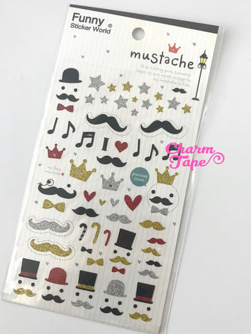 Mustache Beard Glitter Sticker by Funny Korea SS803