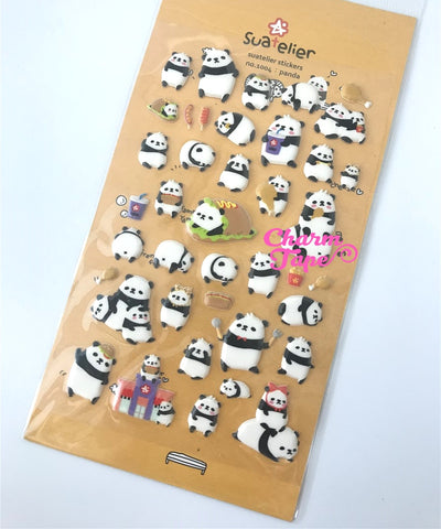 Panda PUFFY Deco sticker by Suatelier 1 Sheets SS1004