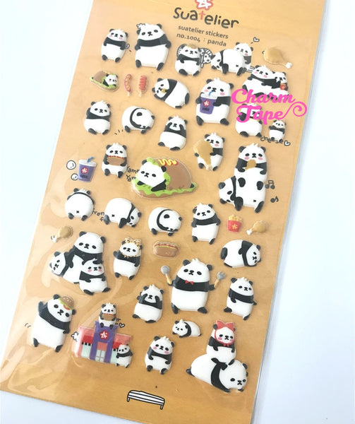 Panda PUFFY Deco sticker by Suatelier 1 Sheets SS1004