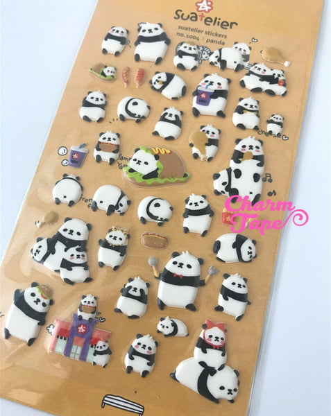 Panda PUFFY Deco sticker by Suatelier 1 Sheets SS1004