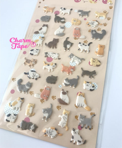 Cat Kitten Puffy Stickers Set Deco Sticker 1 Sheets SS802