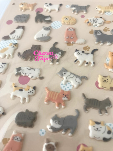 Cat Kitten Puffy Stickers Set Deco Sticker 1 Sheets SS802