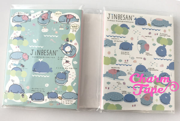 Jinbesan Mini Memo Pad with  Whale Erasers by San-x from Japan