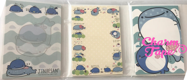 Jinbesan Mini Memo Pad with  Whale Erasers by San-x from Japan