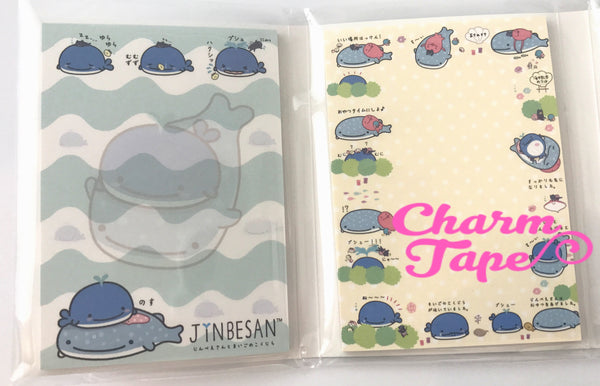 Jinbesan Mini Memo Pad with  Whale Erasers by San-x from Japan