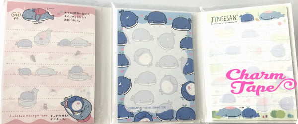 Jinbesan Mini Memo Pad with  Whale Erasers by San-x from Japan