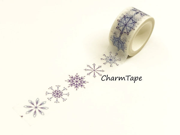 Blue Snowflakes Washi Tape Roll (20mm x 5m) WT948 - CharmTape - 1