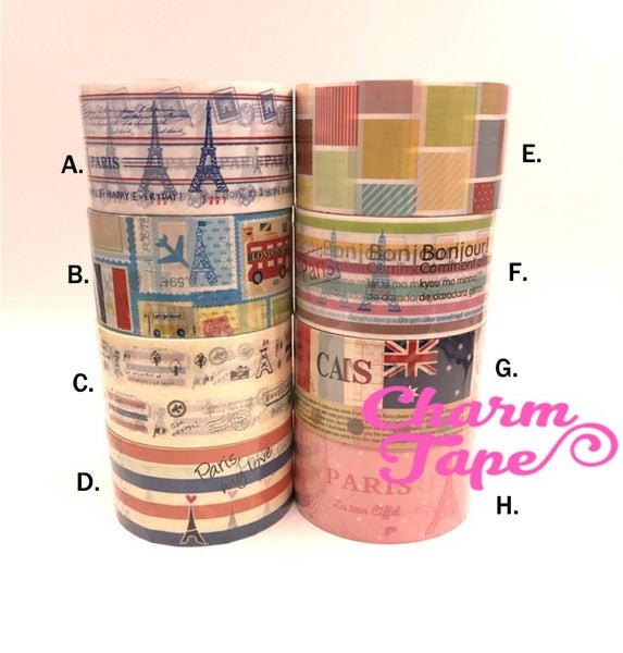 Deco Duct Tape adhesive Stickers - French Eiffel Tower theme Jumbo size DTB144