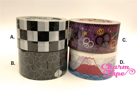 Deco Duct Tape adhesive Stickers - check / cat / bunny / mountain Jumbo size 25 meters DTB170