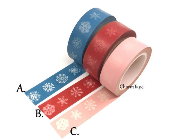 Festive Snowflake Washi Masking Tape 1.5cm x 10 m WT157 - CharmTape - 1