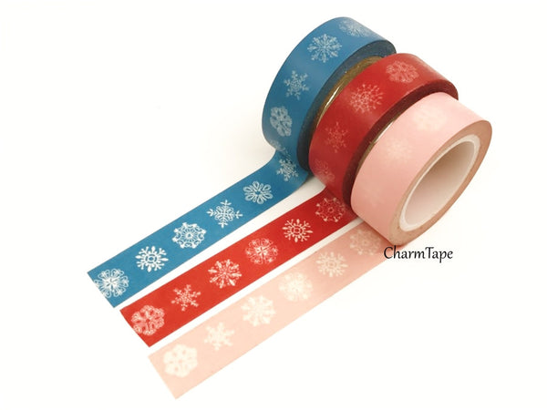 Festive Snowflake Washi Masking Tape 1.5cm x 10 m WT157 - CharmTape - 11