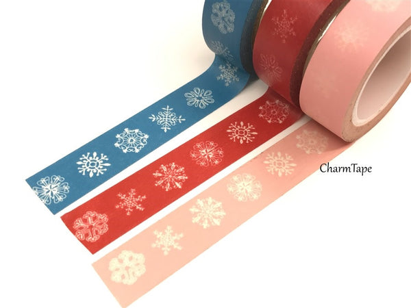 Festive Snowflake Washi Masking Tape 1.5cm x 10 m WT157 - CharmTape - 12