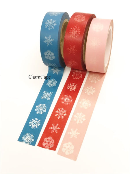 Festive Snowflake Washi Masking Tape 1.5cm x 10 m WT157 - CharmTape - 13