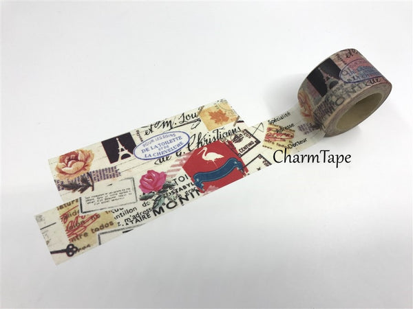 Big Washi Tape - Mixed media collage 30mm x10m WT498 - CharmTape - 1