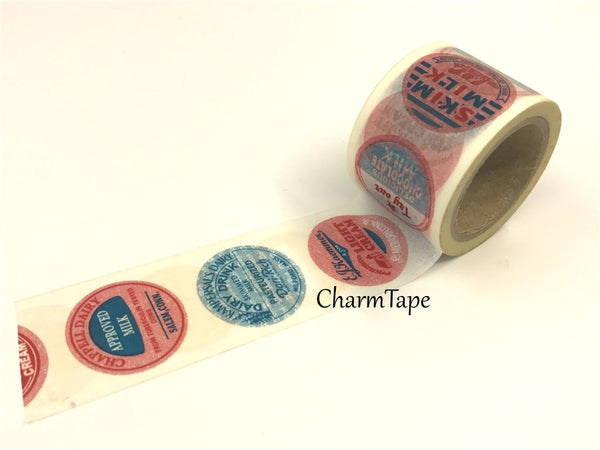 Big Washi Tape Vintage round Milk Top 30mm x 10m WT408 - CharmTape - 1