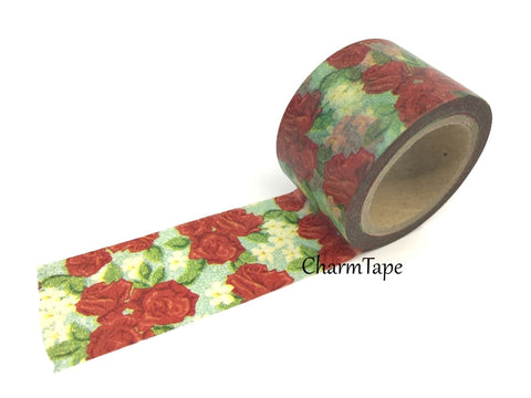 Rose Flower Big Washi Tape - 30mm x 10m WT446 - CharmTape - 1