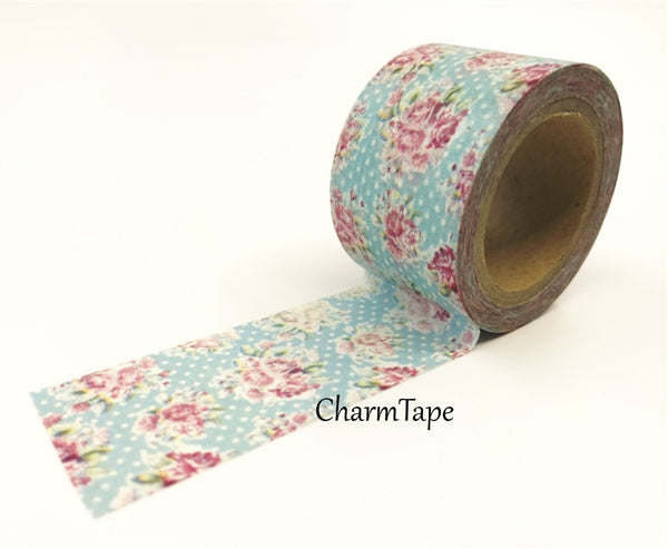 Vintage Rose Big Washi Tape - 30mm x 10m WT497 - CharmTape - 1