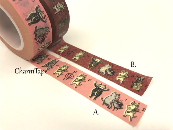 Cat Band Washi Masking Tape 15mm x 10m WT81 - CharmTape - 1