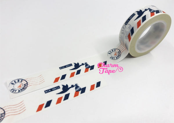 Bird & Airmail Washi Tape 15mm x 10 meters WT689 - CharmTape - 2