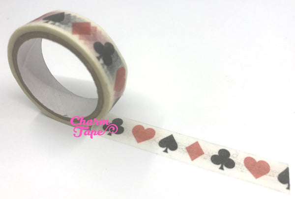 Washi Tape - Alice in wonderland spade & heart 2 rolls 15mm WT660