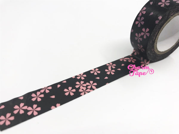 Washi Tape Pink Sakura flowers 15mm x 8 meters WT585 - CharmTape - 2