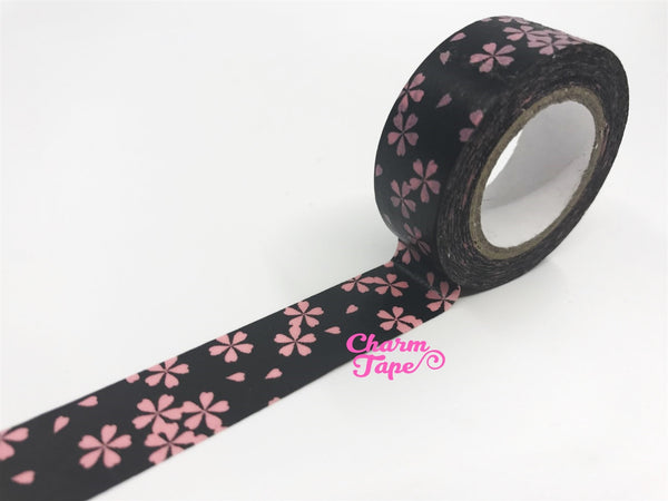 Washi Tape Pink Sakura flowers 15mm x 8 meters WT585 - CharmTape - 3