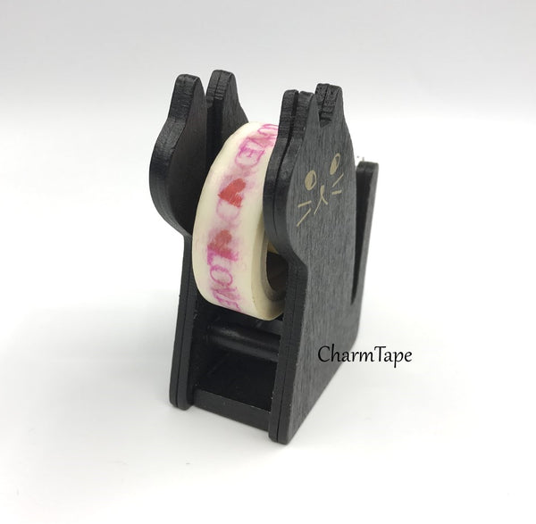 Black Cat Washi Tape Dispenser / Wood Tape Holder / Tape Cutter - CharmTape - 5