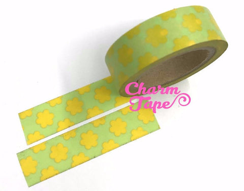 Pop Flower Print Washi tape 15mm x 10m WT521 - CharmTape - 1