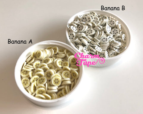 Banana Polymer Clay Fruit Slices, Nail Art Slices, Faux Fruit, Miniature Fruit 5mm 3g/15g/50g