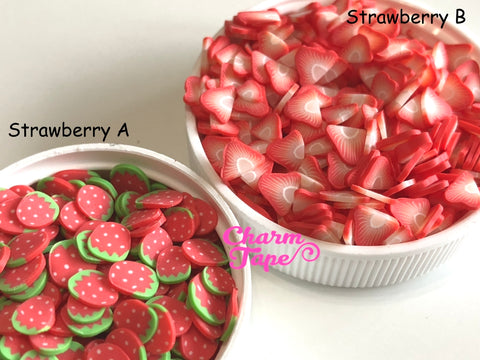 Strawberry Polymer Clay Fruit Slices, Nail Art Slices, Faux Fruit, Miniature Fruit 5mm 3g/15g/50g