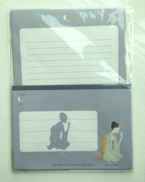 Lilac Writing paper and envelopes set - Beautiful geisha from Japan by Seiichi Hayashi - CharmTape - 1