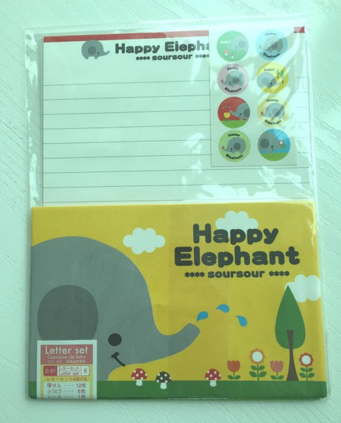 Writing paper and envelopes set - Happy Elephant from Japan - CharmTape - 1