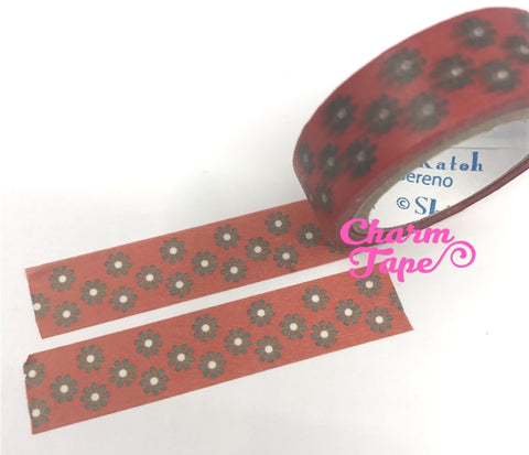 Daisy flower Washi tape 15mm x 10m WT340 by Shinzi Katoh - CharmTape - 1