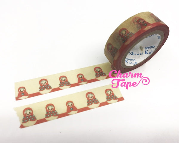 Russian Doll Washi Tape 15mm x 10m by Shinzi Katoh Matrioska, Babushka WT337