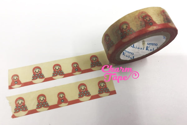 Russian Doll Washi Tape 15mm x 10m by Shinzi Katoh Matrioska, Babushka WT337