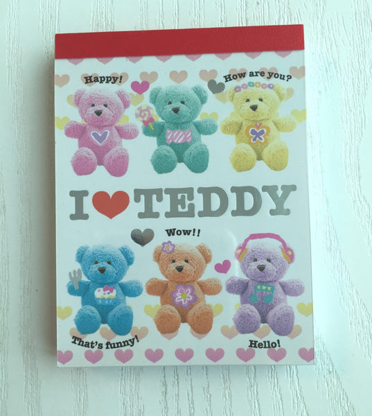 I Love Teddy mini Memo Pad by Kamio from Japan - CharmTape - 1