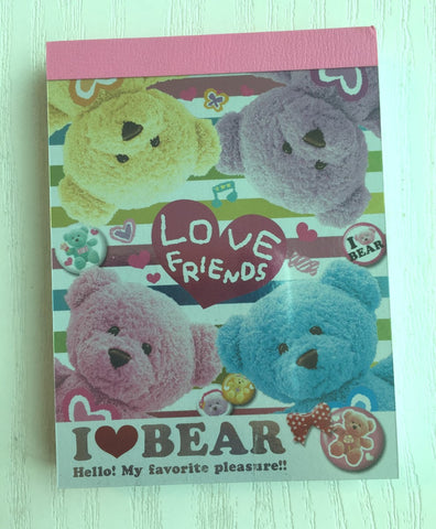 I Love Bear mini Memo Pad by Kamio from Japan - CharmTape - 1