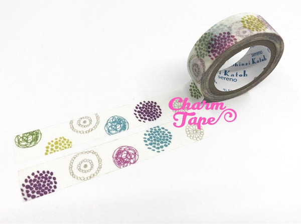 Round pattern washi tape - 10 meters WT823 Shinzi Katoh - CharmTape - 2