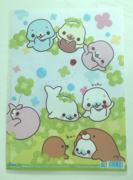 San-x Mamegoma Seal A4 plastic file folder - CharmTape - 2