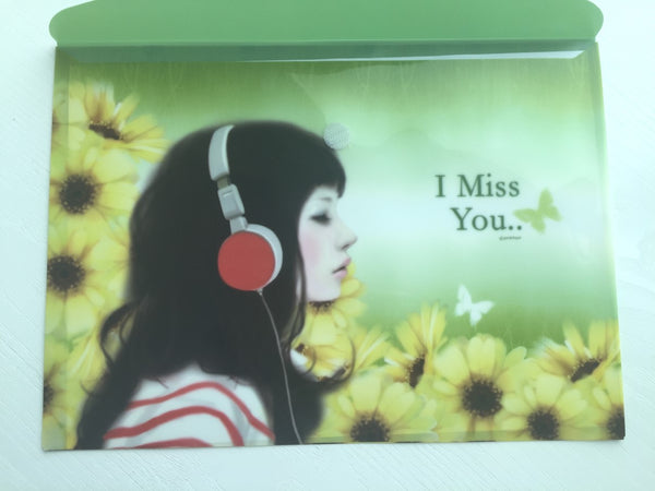 Pinkfoot Pretty Girl A4 plastic folder envelope - I Miss You - CharmTape - 3