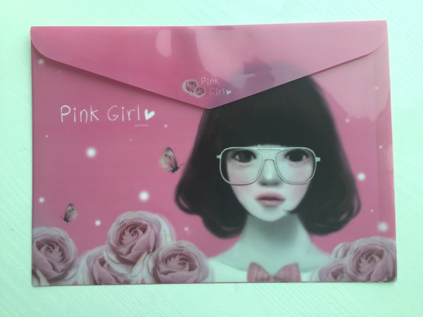 Pinkfoot Pretty Girl A4 plastic folder envelope - Pink Girl - CharmTape - 1