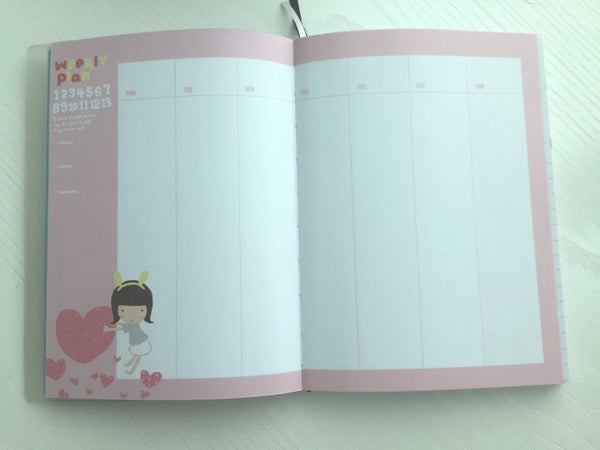 Girl Daily Planner Scheduler - in Black - CharmTape - 5