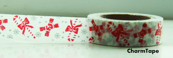 Christmas Cane & Crackers Washi Tape 15mm x 10 meters WT100 - CharmTape - 2