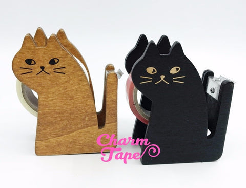 Cat Washi Tape Dispenser / Wood Tape Holder / Tape Cutter